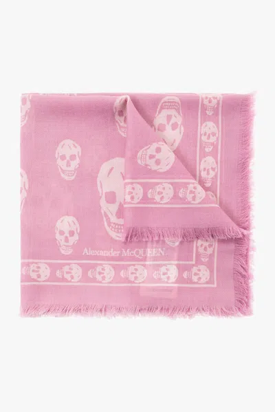 Alexander Mcqueen Scarf With Skull Motif In Pink