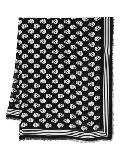 Alexander Mcqueen Scarf With Skulls In Black