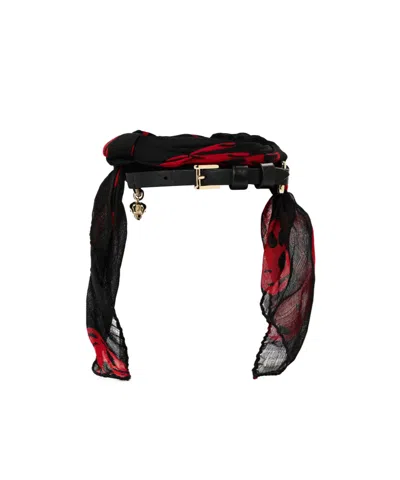 Alexander Mcqueen Scarf Wrap Bracelet In Black