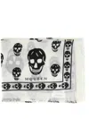 Alexander Mcqueen Classic Skull Silk Scarf In White
