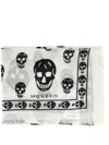 Alexander Mcqueen Classic Skull Silk Scarf In White