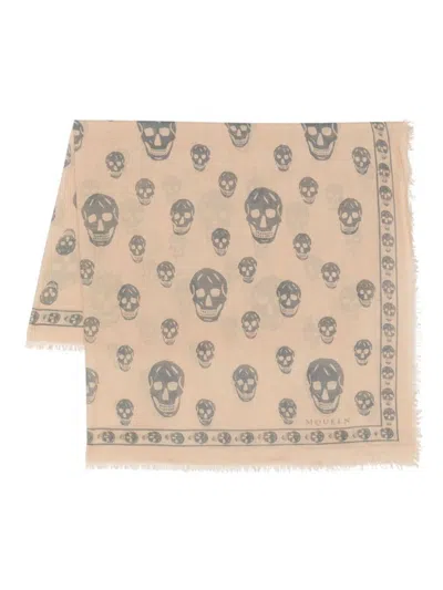 Alexander Mcqueen Scarfs In Beige