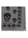 Alexander Mcqueen Houndstooth Skull Printed Frayed-edeg Scarf In Black