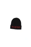 Alexander Mcqueen Logo-embroidered Cashmere Beanie In Black+red