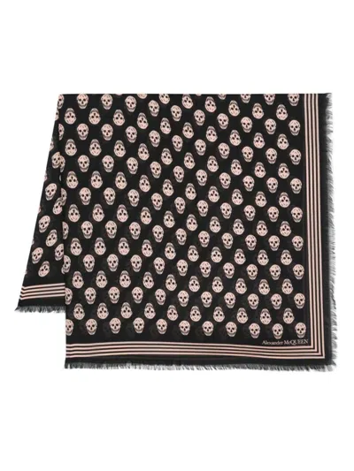 Alexander Mcqueen Scarfs In Black/balletpink