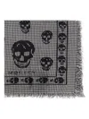 Alexander Mcqueen Houndstooth Skull Printed Frayed-edeg Scarf In Multicolor