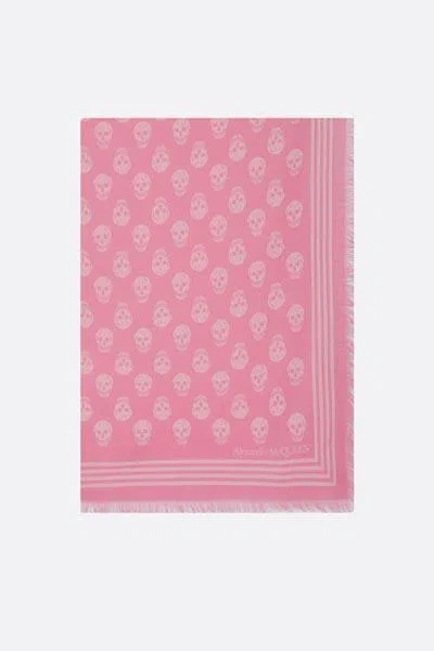 Alexander Mcqueen Pink Biker Skull Foulard