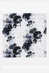 Alexander Mcqueen Silk Foulard With Chiaroscuro Floral Motif In White