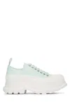 Alexander Mcqueen Sea Green Leather Tread Slick Sneakers In 4615