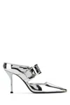 Alexander Mcqueen Women Silver Leather Punk Pumps In Silversilver