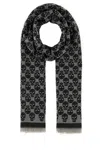Alexander Mcqueen Wool Blend Embroidered Scarf With Skull Pattern In Black