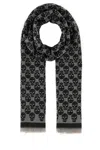 Alexander Mcqueen Wool Blend Embroidered Scarf With Skull Pattern In Black