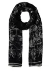 Alexander Mcqueen Black Printed Silk Scarf In Black