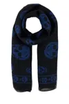 Alexander Mcqueen Skull Print Frayed Scarf In Printed