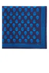 Alexander Mcqueen Skull-printed Striped Edge Scarf In Blue