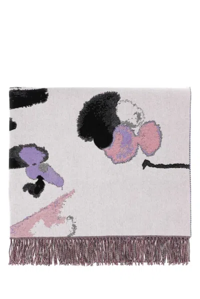 Alexander Mcqueen Abstract Art Wool-cashmere Throw Blanket In Neutral
