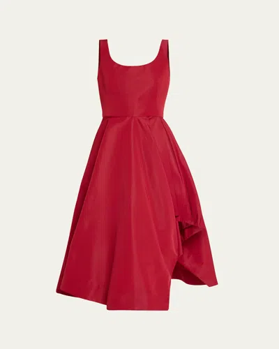 Alexander Mcqueen Scoop-neck Asymmetric Midi Dress In Red