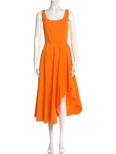 Pre-owned Alexander Mcqueen Scoop Neck Midi Length Dress In Orange