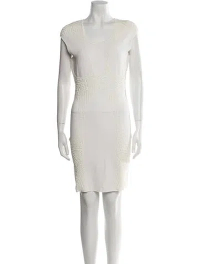 Pre-owned Alexander Mcqueen Scoop Neck Mini Dress In Neutral