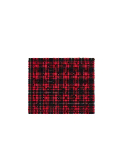 Alexander Mcqueen Scotch Plaid Skull Scarf In Red