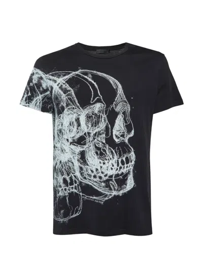 Pre-owned Alexander Mcqueen Scribble Skull-print T-shirt In Black