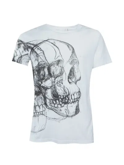 Pre-owned Alexander Mcqueen Scribbled Skull-printed T-shirt In White