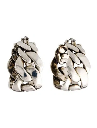 Pre-owned Alexander Mcqueen Sculpted Chain Hoop Earrings In Multi