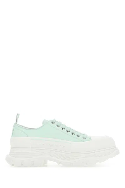 Alexander Mcqueen Sea Green Leather Tread Slick Sneakers In Multi