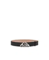 Alexander Mcqueen 4 Cm Leather Belt With Logo Buckle In Green