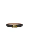 Alexander Mcqueen Seal-buckle Leather Belt In Green