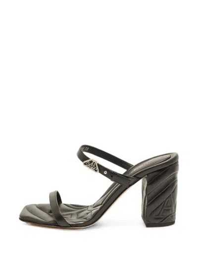 Pre-owned Alexander Mcqueen Seal Buckle-fastening Sandals In Black