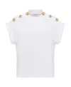 Alexander Mcqueen Seal Button-embellished T-shirt In White