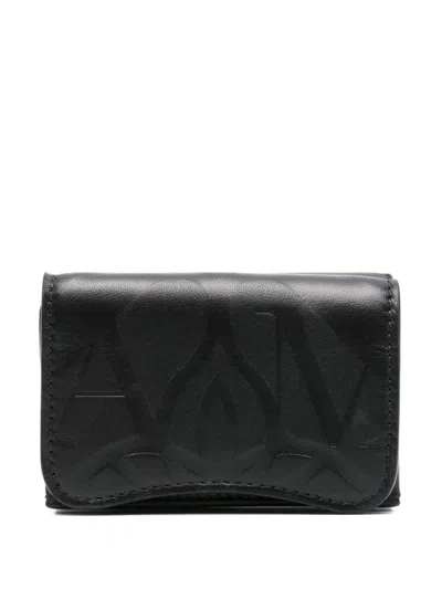 Alexander Mcqueen Seal Card Holder In Black