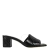 Alexander Mcqueen Black Slip-on Sandals With Embossed Logo In Padded Leather Woman In Black