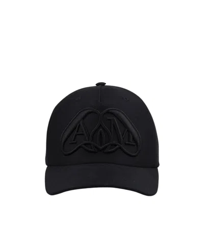 Alexander Mcqueen Seal-embroidered Cotton Baseball Cap In Black