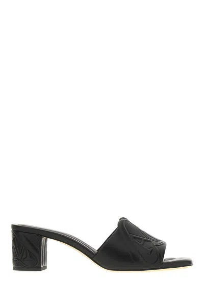 Alexander Mcqueen Seal Heeled Sandals In Black