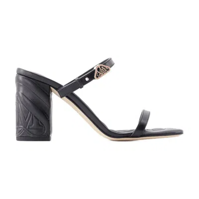 Alexander Mcqueen Seal Heeled Sandals In Black