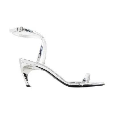Alexander Mcqueen Seal Heeled Sandals In Silver