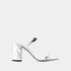 Alexander Mcqueen Seal Heeled Sandals In Silver