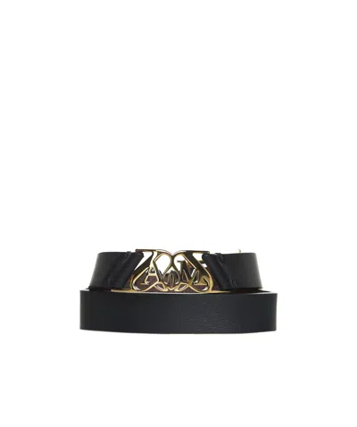 Alexander Mcqueen Seal Leather Bracelet In Black