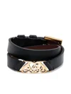 Alexander Mcqueen Seal Leather Bracelet In Schwarz