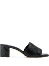 Alexander Mcqueen Black Slip-on Sandals With Embossed Logo In Padded Leather Woman