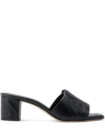 Alexander Mcqueen Seal 65mm Leather Mules In Black