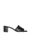 Alexander Mcqueen Black Slip-on Sandals With Embossed Logo In Padded Leather Woman In Black