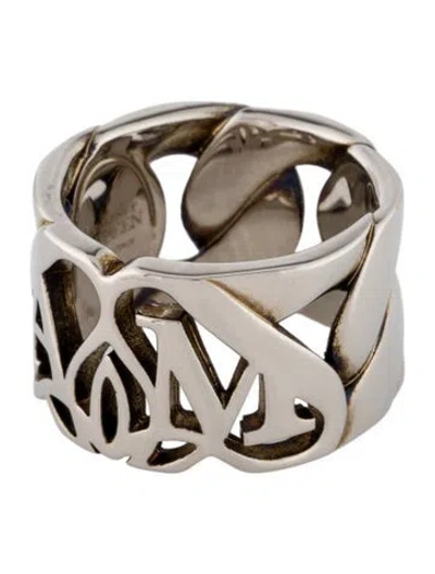 Pre-owned Alexander Mcqueen Seal Logo Band Ring In Multi