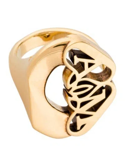 Pre-owned Alexander Mcqueen Seal Logo Cocktail Ring In Multi