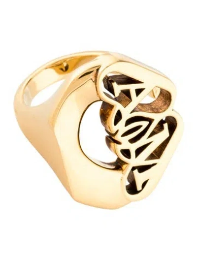 Pre-owned Alexander Mcqueen Seal Logo Cocktail Ring In Multi