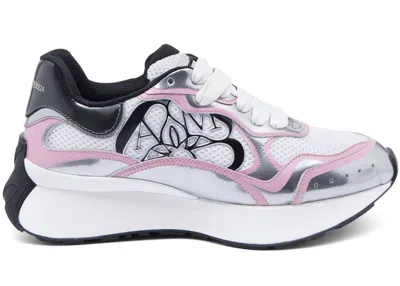Pre-owned Alexander Mcqueen Seal Logo Low Silver Pink (women's) Sneakers In Black/white/bubblegum Pink
