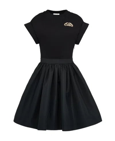 ALEXANDER MCQUEEN ALEXANDER MCQUEEN SEAL-LOGO PANELLED CREWNECK MINI DRESS
