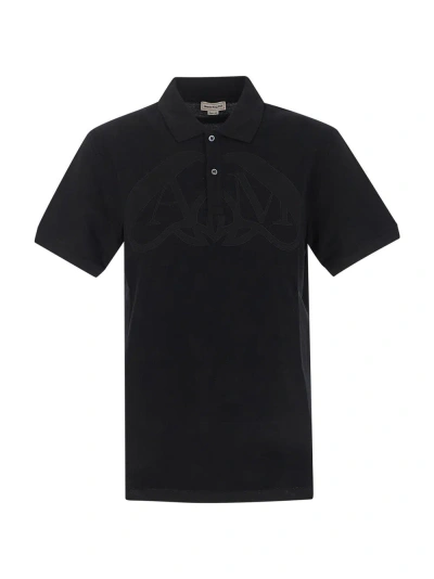 Alexander Mcqueen Seal Logo Polo Shirt In Black